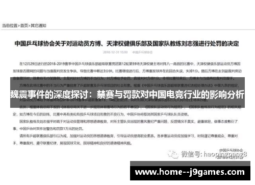 魏震事件的深度探讨：禁赛与罚款对中国电竞行业的影响分析